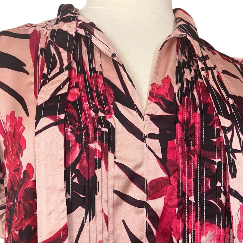 Tommy Hilfiger New Shift Dress Ruffle Tie Neck Pink Red Floral Women’s Size 16 - Picture 9 of 13